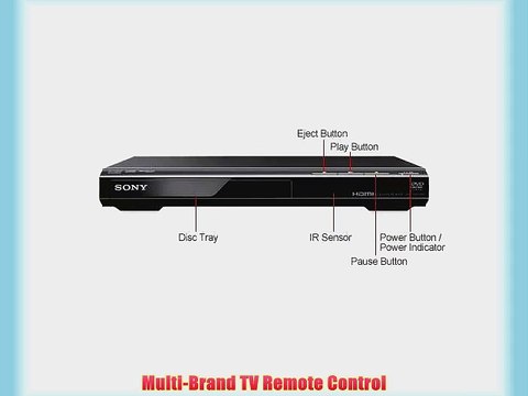 Sony 1080p Upscaling DVD Player With Multi-Brand TV Remote Control Multiple Format Disc Playback