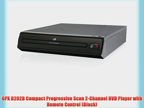 GPX D202B Compact Progressive Scan 2-Channel DVD Player with Remote Control (Black)