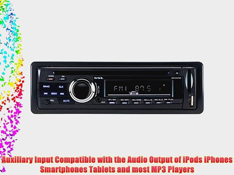 SSL SD445USA In-Dash Single-Din DVD/CD/USB/SD/MP4/MP3 Player Receiver with Remote