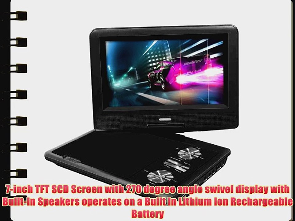 Impecca DVP775 7 Inch Swivel Screen Portable Dvd Player (Black)