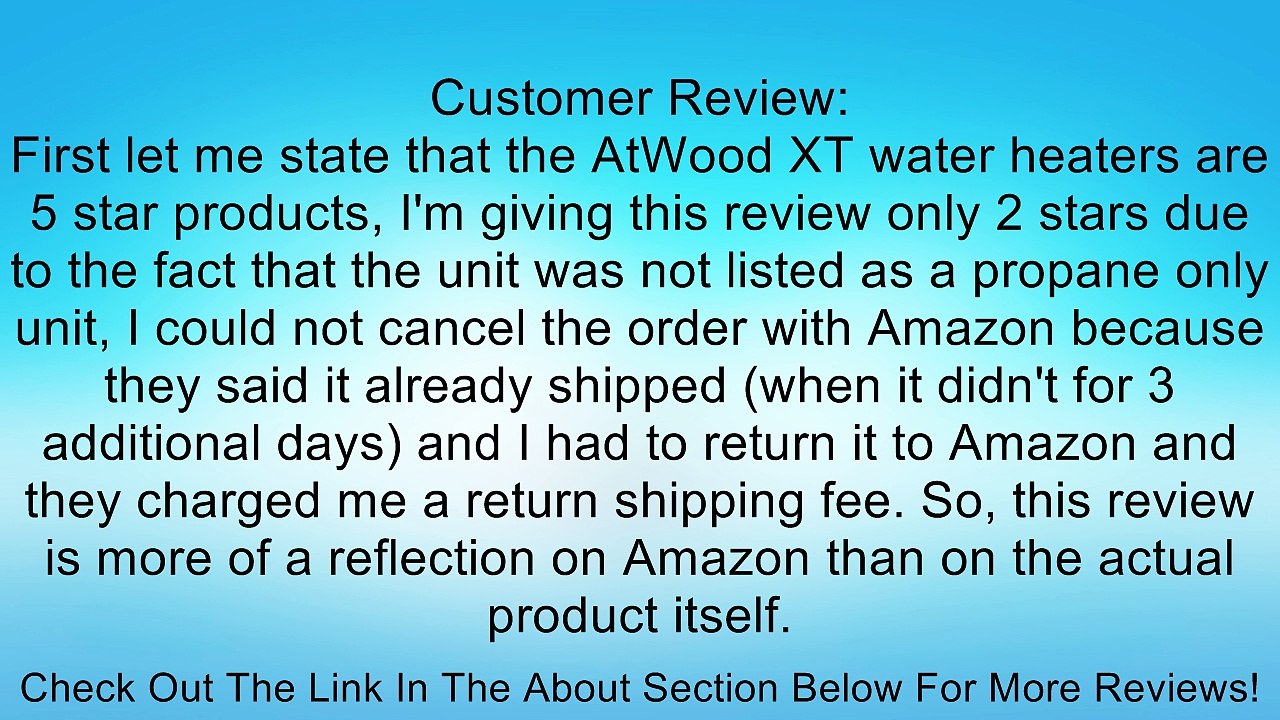 Atwood 94105 XT Water Heater - 10 Gallon Capacity Review