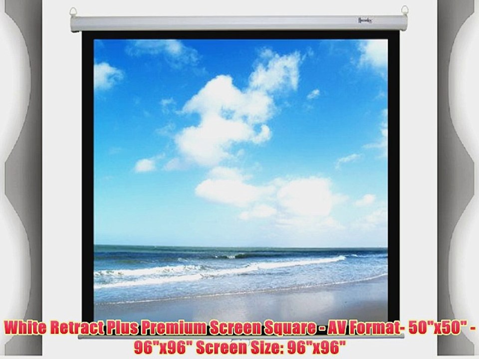 White Retract Plus Premium Screen Square - AV Format- 50x50 - 96x96 Screen Size: 96x96