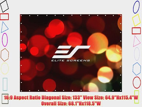 Elite Screens 133 Inch 16:9 DIY Screen Indoor and Outdoor Projector Screen (64.9Hx115.4W)