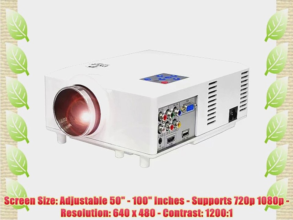 Pyle PRJD904 Widescreen LED Projector with up to 100-Inch Viewing Screen Built-In Speakers