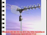 Amplified HD Digital Outdoor HDTV Antenna with Motorized 360 Degree Rotation UHF/VHF/FM Radio