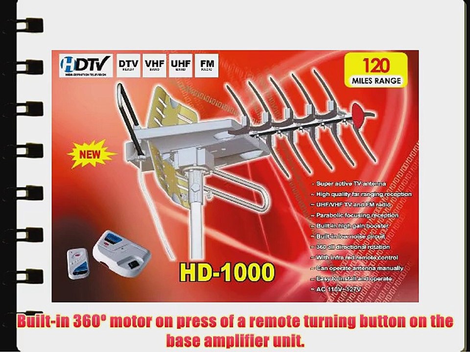 Xtreme HD-1000 360? Rotating HDTV Digital Amplified Outdoor Antenna