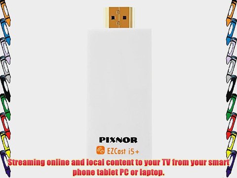 PIXNOR EZCast i5 DLNA Airplay Miracast HDMI WiFi Display Dongle TV Receiver Adapter (White)