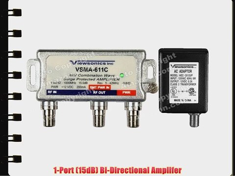 Viewsonics VSMA-611C 1-Port 15dB Cable TV HDTV Signal Booster / Amplifier (Retail Package)