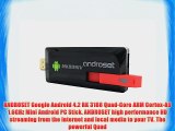 ANDROSET Mini Android PC 4.2 Quad Core Andriod Mini TV BOX Dongle Stick Android Media TV Player/