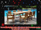 New 9 Pc Luxurious Grade-A Teak Dining Set - 117 Double Extension Rectangle Table 8 Giva Arm