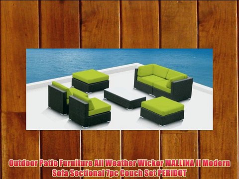 Outdoor Patio Furniture All Weather Wicker MALLINA II Modern Sofa Sectional 7pc Couch Set PERIDOT