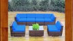 Genuine Ohana Outdoor Patio Sofa Sectional Wicker Furniture Mixed Brown 7pc Couch Set (Blue)