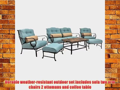 Hanover OCEANA6PC Oceana 6-Piece Outdoor Lounging Set Includes Sofa 2 Arm Chairs 2 Ottomans