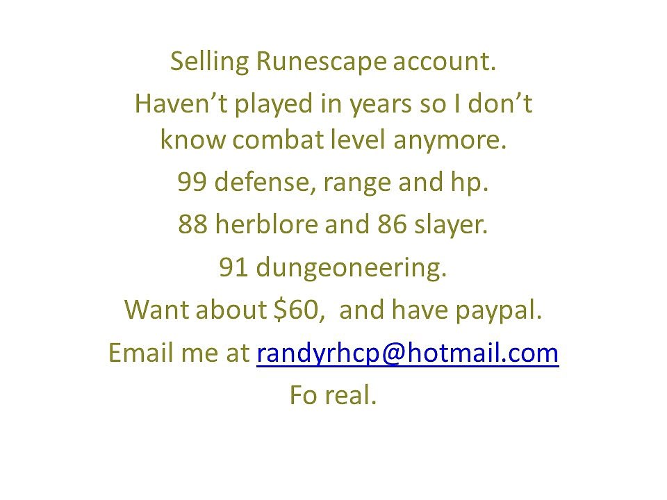 Account Marketplace - Selling Runescape account