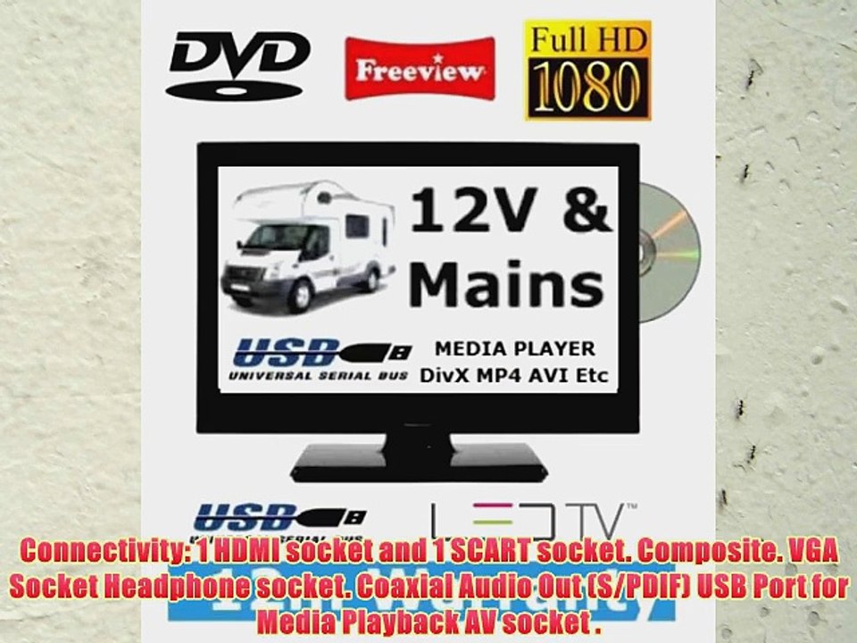 22 Full HD 1080p Digital LED TV DVD Combi Combo Caravan Boat Motorhome HGV 12v 12 Volt