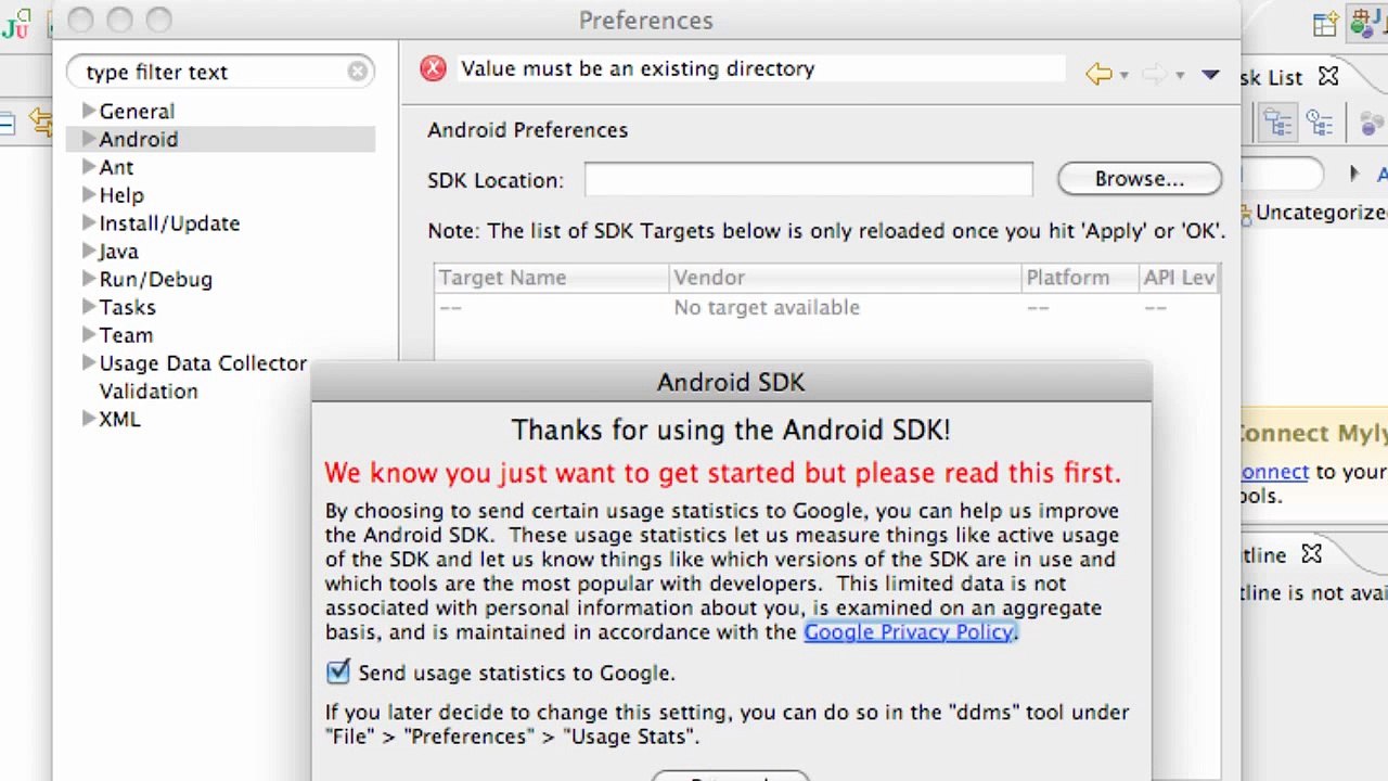 Android Application Development Tutorial - 4 - Setting up an Android Project