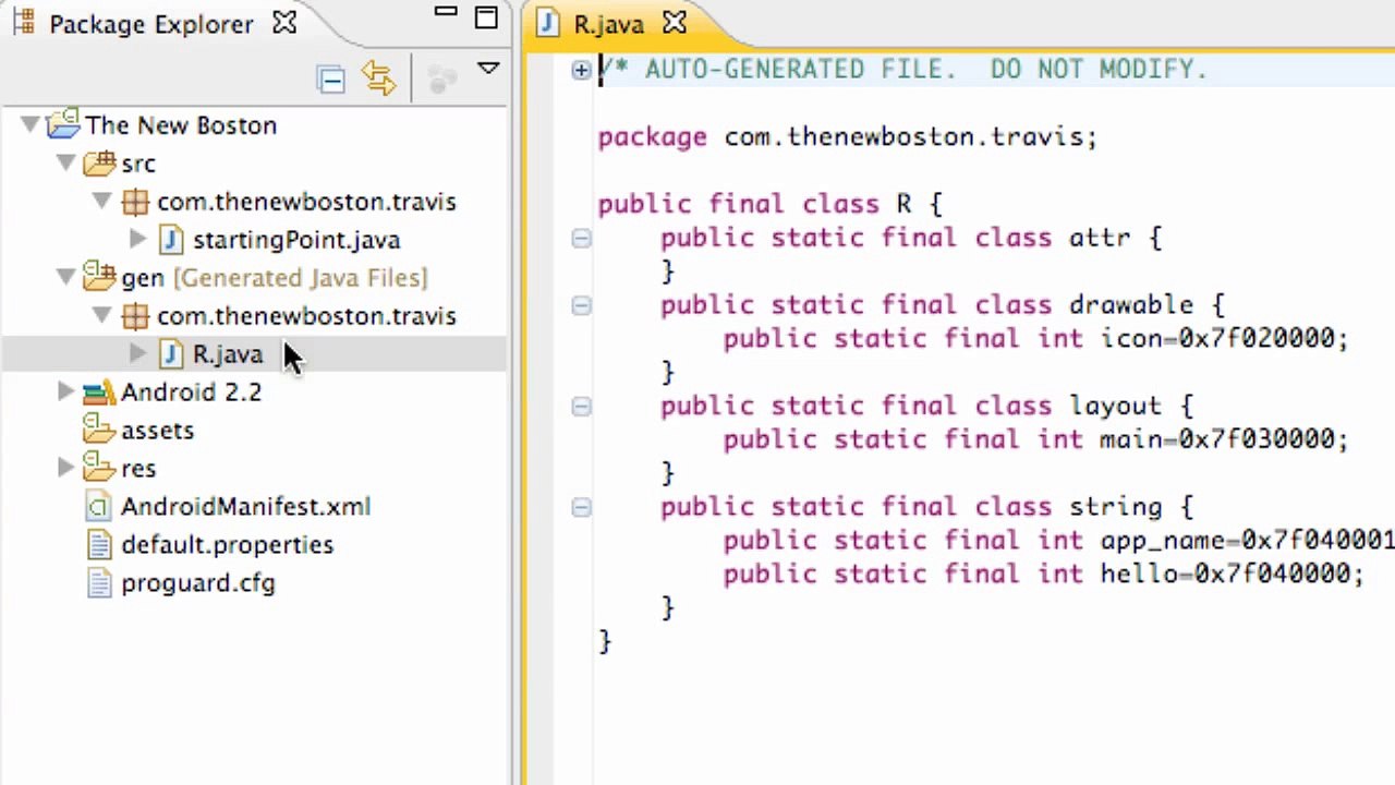 Android Application Development Tutorial - 5 - Overview of Project and Adding Folders