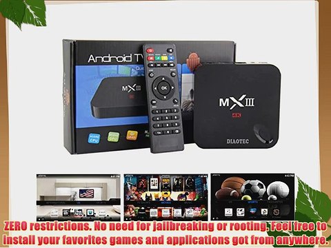 DIAOTEC(TM) MX3 (MX-III) Smart 4K TV Box Mini PC Streaming Media Player Android 4.4 Quad Core