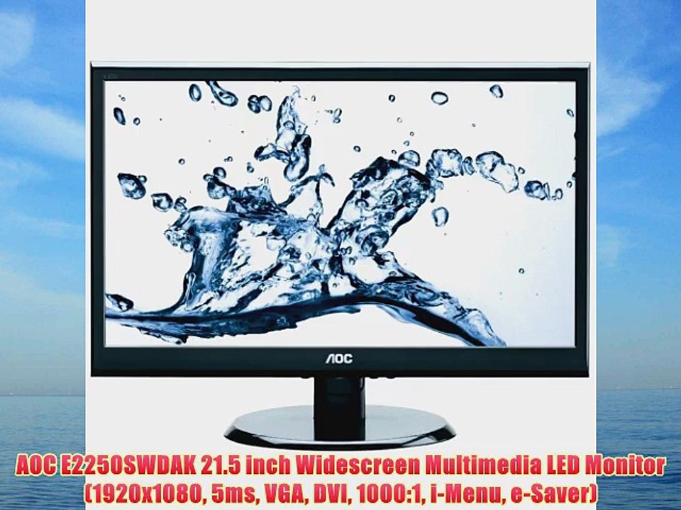 AOC E2250SWDAK 21.5 inch Widescreen Multimedia LED Monitor (1920x1080 5ms VGA DVI 1000:1 i-Menu