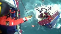 Footage shows dramatic rescue as ship sinks in Scotland