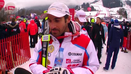 AdrienThéaux au pied du podium à Kitzbühel - Vidéo FFS/EUROSPORT