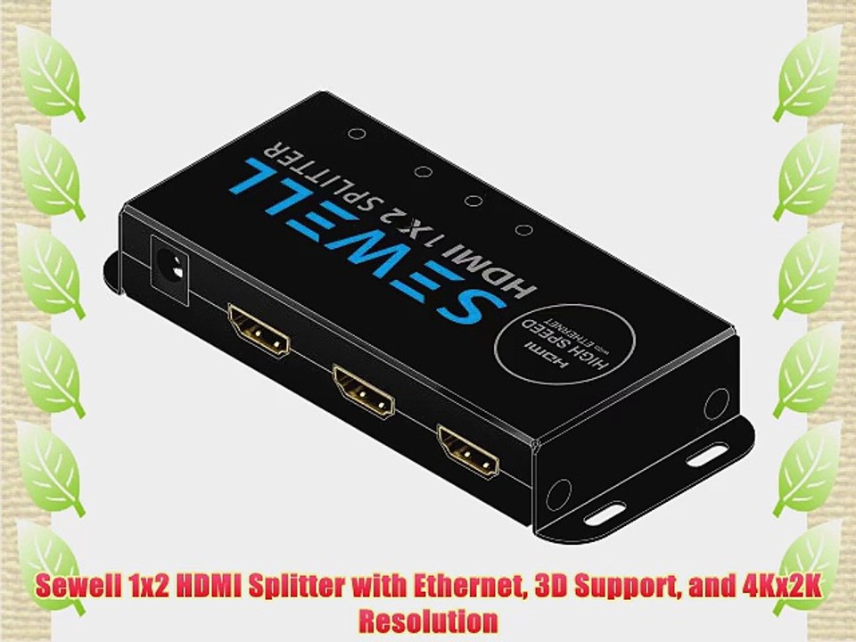 Sewell 1x2 HDMI Splitter with Ethernet 3D Support and 4Kx2K Resolution