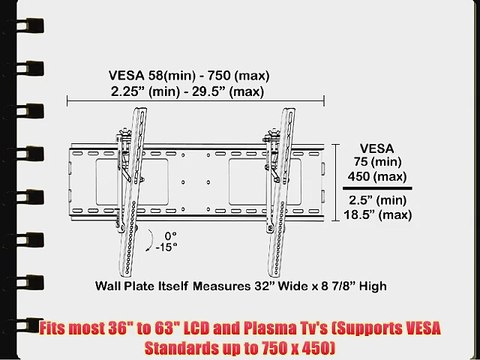 Black Tilting/Tilt Wall Mount Bracket for Panasonic Viera TH-42PX80U (TH42PX80U) 42 Plasma