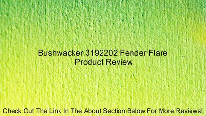 Bushwacker 3192202 Fender Flare Review