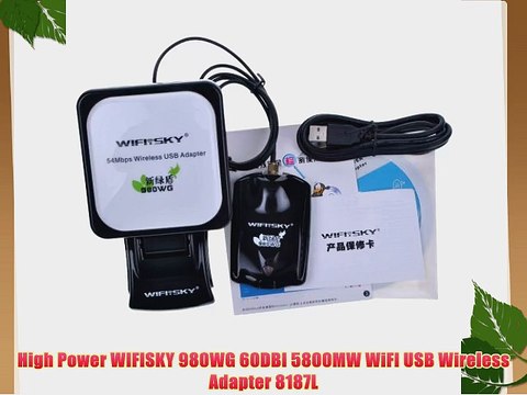 High Power WIFISKY 980WG 60DBI 5800MW WiFI USB Wireless Adapter 8187L