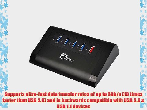 SIIG USB 3.0 4-Port Aluminum HUB with 2A Charging Port Powered by 12V/3A Adapter