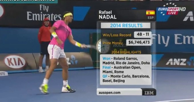 AO2015 R3 Rafael Nadal vs. Dudi Sela (SET 1)