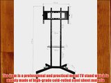 OULII Universal Mobile Metal TV Stand Mount Bracket with Locking Wheels Glass Shelf for 23