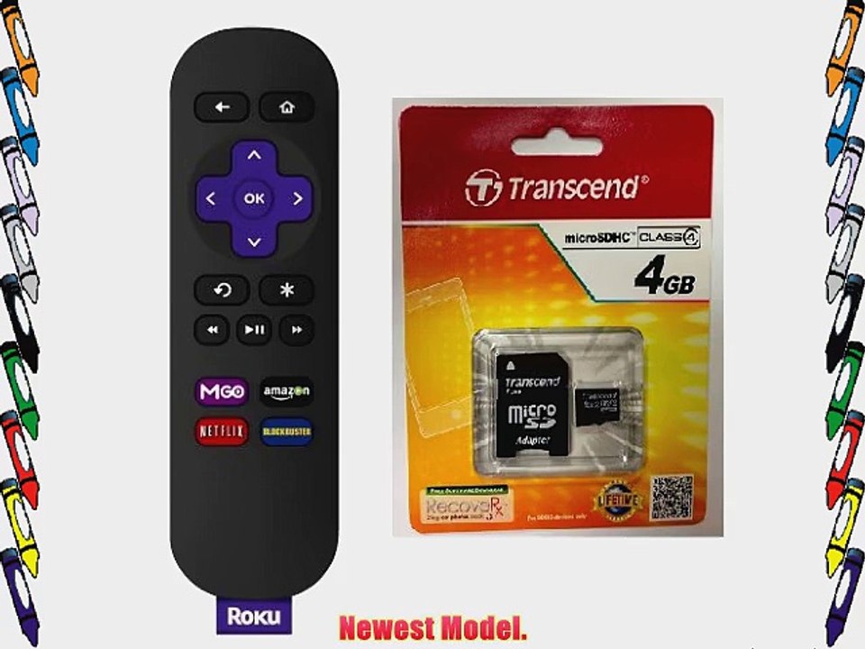 Latest Roku Remote with 4 Channel Shortcuts   Free 4gb Microsd Card [Works with All Roku Players: