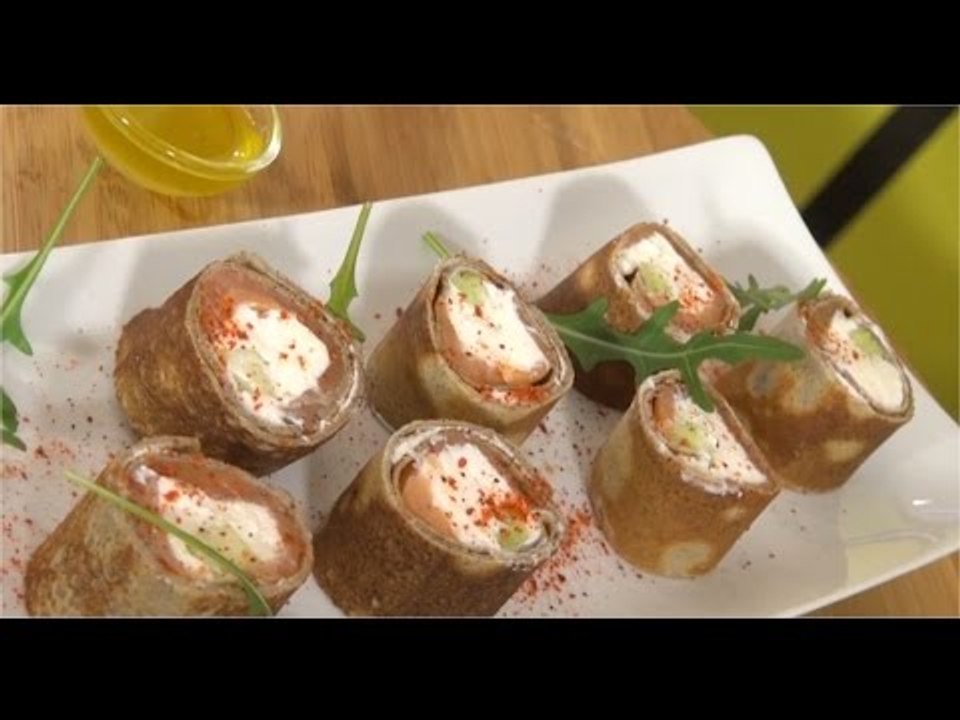 Recette de Makis de crêpes au saumon et au chèvre - 750 Grammes