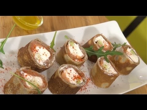 Recette de Makis de crêpes au saumon et au chèvre - 750 Grammes