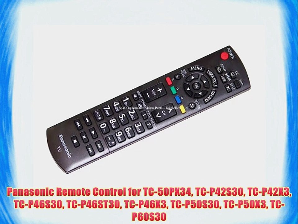 Panasonic Remote Control for TC-50PX34 TC-P42S30 TC-P42X3 TC-P46S30 TC-P46ST30 TC-P46X3 TC-P50S30