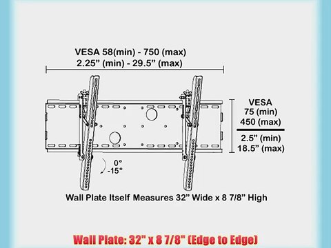 Black Tilting Wall Mount Bracket for Pioneer PDP-4280HD Plasma 42 inch HDTV TV