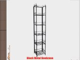 5 Tier Book Case Cd Rack Shelf Unit Black Metal #6176-BK