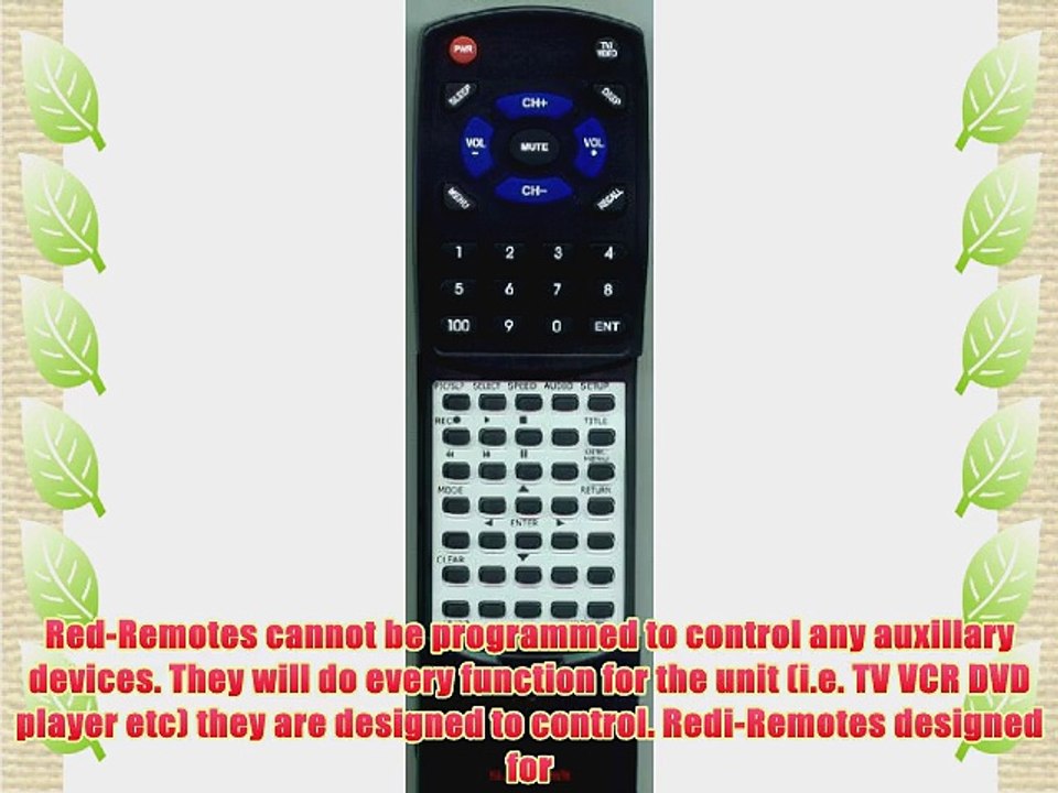 MAGNAVOX Replacement Remote Control for CT202MW8 NF109UD CT270MW8 CT270MW8A