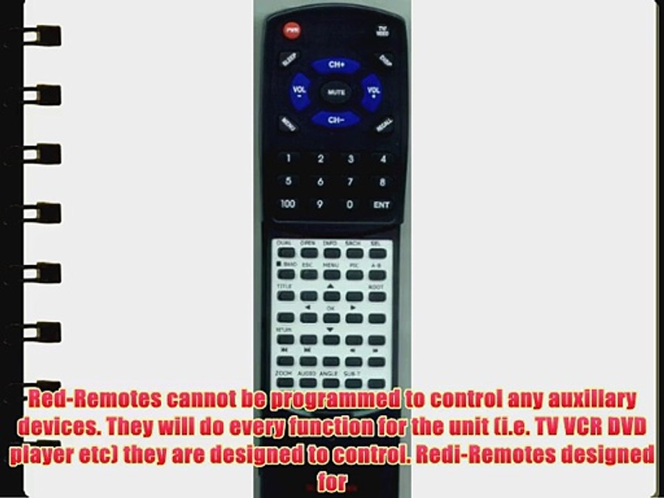 DUAL Replacement Remote Control for XDVD710 DLIR710