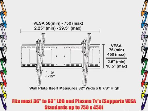 Black Adjustable Tilt/Tilting Wall Mount Bracket for Sanyo DP42740 42 inch Plasma HDTV TV/Television