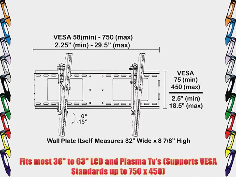 Black Adjustable Tilt/Tilting Wall Mount Bracket for Sanyo DP42740 42 inch Plasma HDTV TV/Television