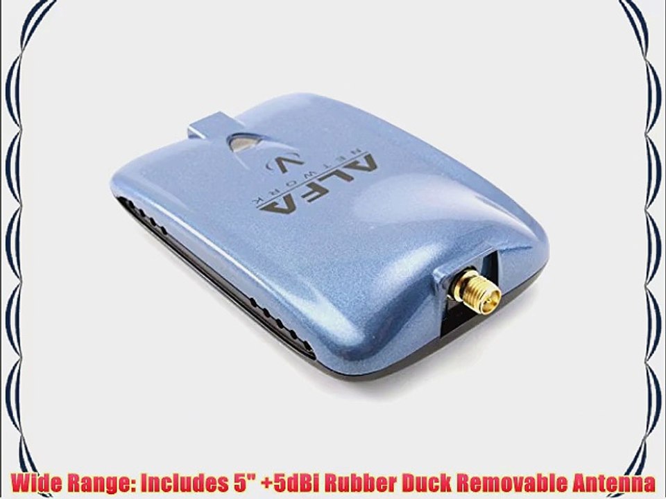 Alfa AWUS036NHV 802.11n High Power 5000mW Wireless-N USB Wi-Fi adapter w/ Removable 5dBi
