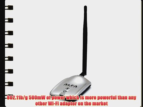 Alfa Network 1000mW High Power Wireless G 802.11g Wi-Fi USB Adapter with 5dBi Antenna AWUS036H