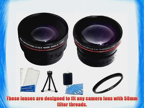 Lens Accessory Kit includes 2x Telephoto 0.43x Wide Angle High Definition Lens Set Mini