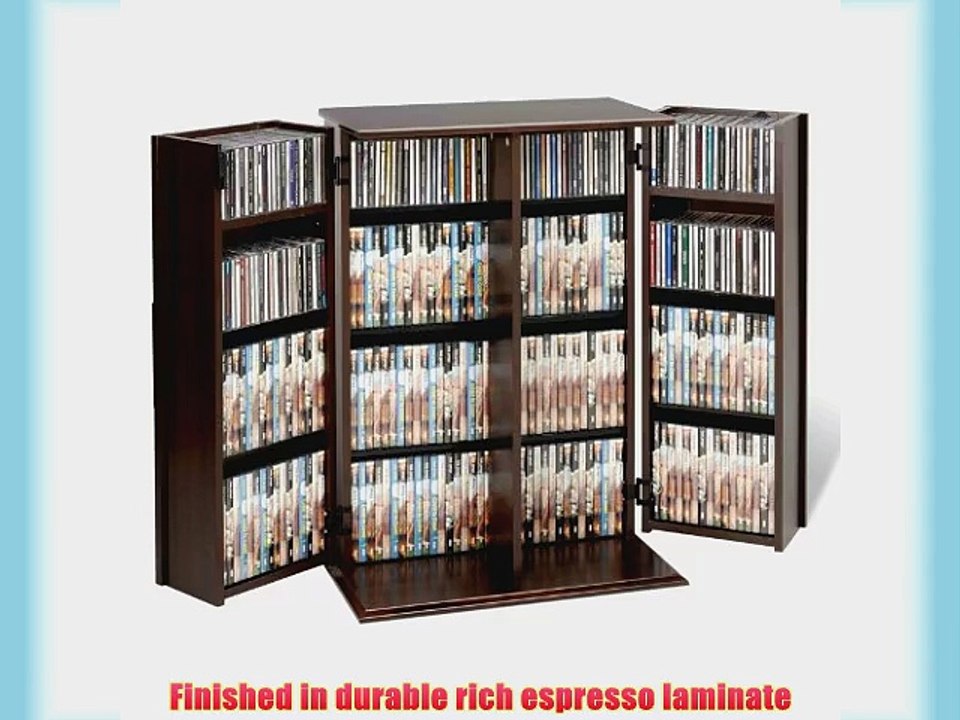 Prepac Deluxe CD Storage Rack with Locking Shaker Doors Small Espresso