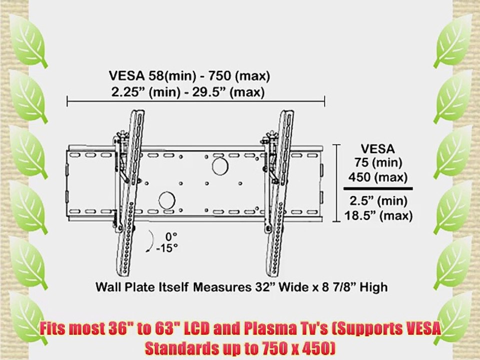 Black Adjustable Tilt/Tilting Wall Mount Bracket for Sharp LC60E77UN (LC-60E77UN) 60 Inch LCD