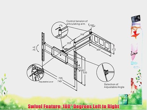 Black Full-Motion Tilt/Swivel Corner Friendly Wall Mount Bracket for JVC Black Crystal BC50R