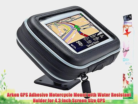 Arkon GPS Adhesive Motorcycle Mount with Water Resistant Holder for 4.3 inch Screen Size GPS