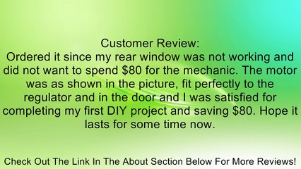 VDO WL42067 GM Window Motor Review